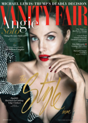 Angelina Jolie Saint Laurent ruhában pózol a Vanity Fair szeptemberi címlapján.