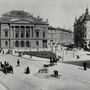 Klösz György felvétele 1893-ban a mai Blaha Lujza térről. Szemben a Népszínház, a későbbi Nemzeti Színház