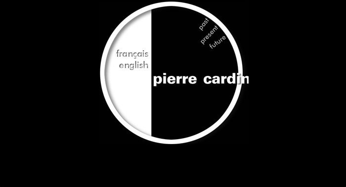 Pierre Cardin egy egyszerű, könnyen kezelhető, fekete-fehér oldalt készített a márkának.