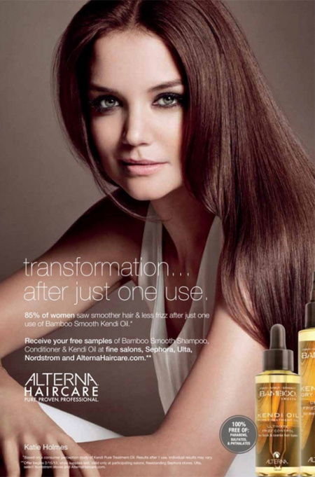 Katie Holmes hajápolási termékeket reklámoz annál cégnél,ahol társtulajdonos is egyben.