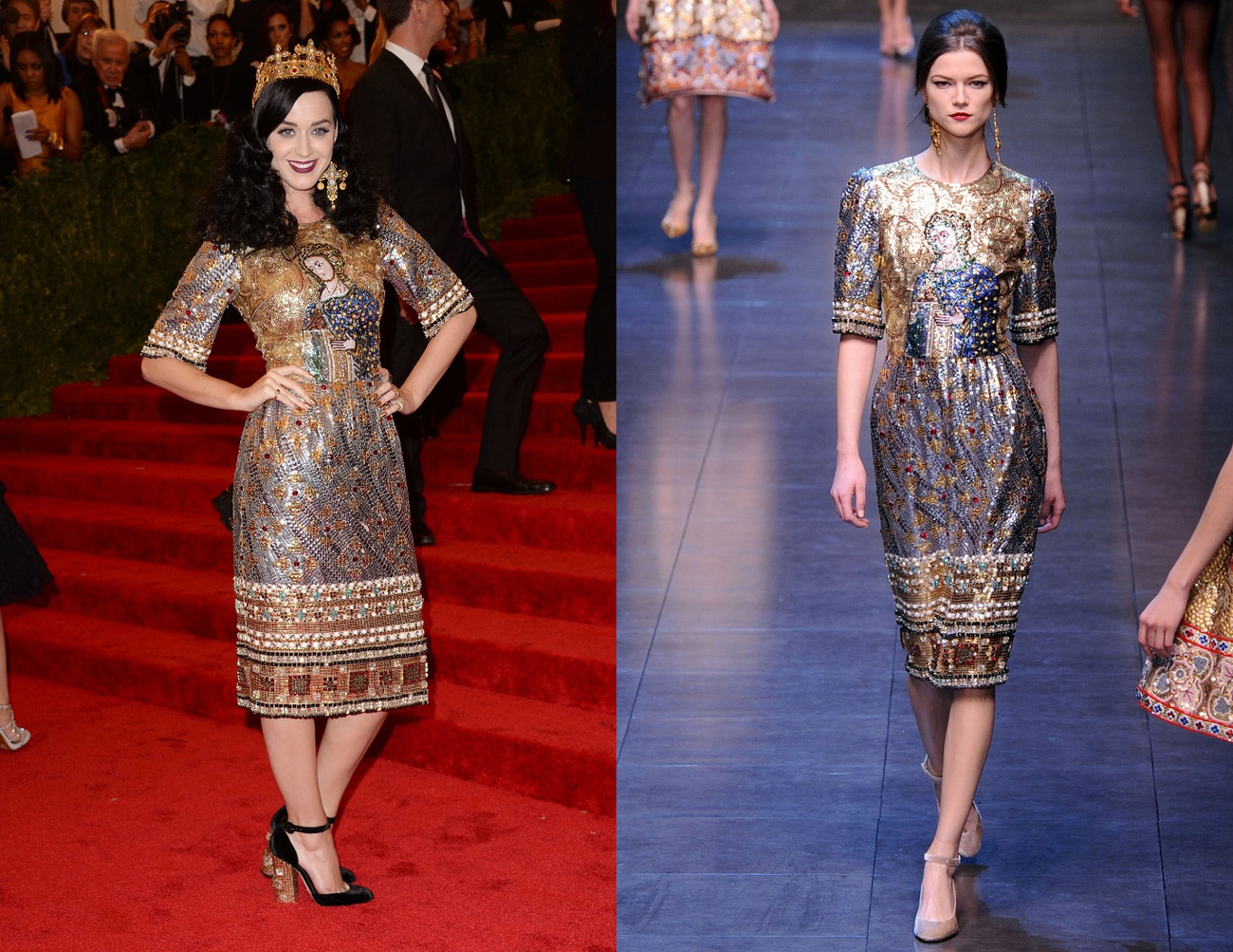 A diszkrétnek nem igazán mondható Dolce&Gabbana ruha a tervezőpáros 2013-as őszi-téli kollekciójából.