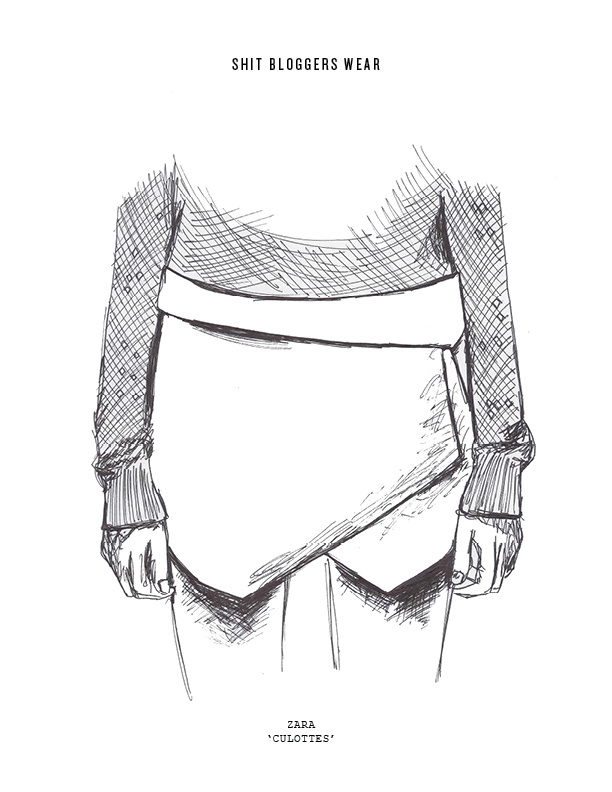 Újabb darab a Zarától: a skirt, vagyis elölről szoknyának tűnő, amúgy rövid szárú nadrág.