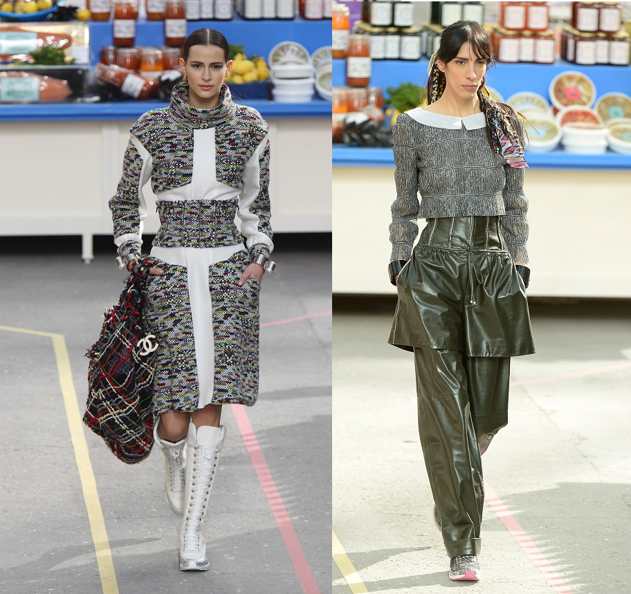 A bevásárlóközpont-díszletben rendezett Chanel ready to wear bemutatón is jelen voltak a derékban szűkített szabású ruhák. Ez lesz a divat és kész.