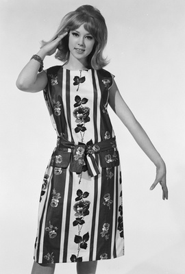 Anouk Aimée színésznő lánya, Manuela Papatakis a párizsi fotózás kedvéért egy pliszírozott ruhát öltött magára. Év: 1976