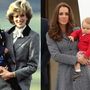 Ezen a képen Katalin akár Diana lánya vagy húga is lehetne: a hercegnő 1983-ban az Aberdeen reptéren szorongatja Vilmost, Katalin 2014-ben György herceggel Ausztráliából távozik.