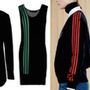 Bal oldalon az Adidas csíkjai, jobb oldalon pedig Marc Jacobs négy-csíkos pulóvere.