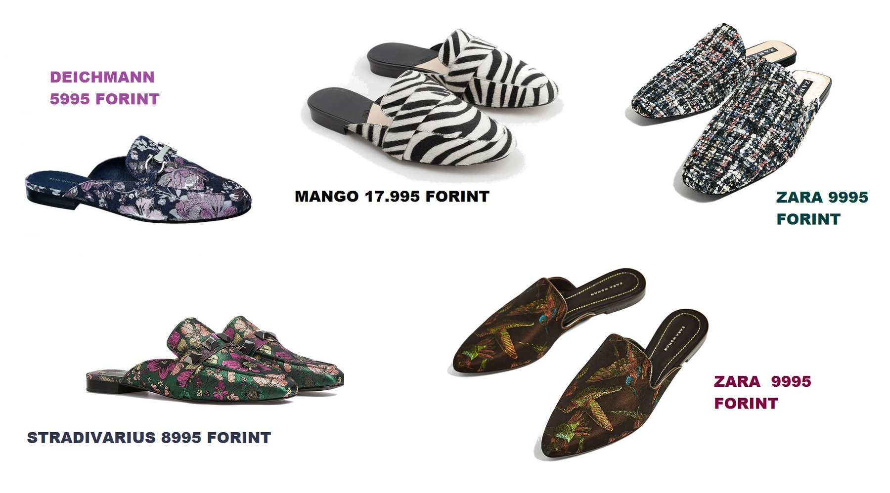 És hogy ne csak a fast fashion verziók álljanak itt, ahnem Alessandro Michele munkája is: Gucci papucscipők 164 és 263 ezer forint közötti áron.