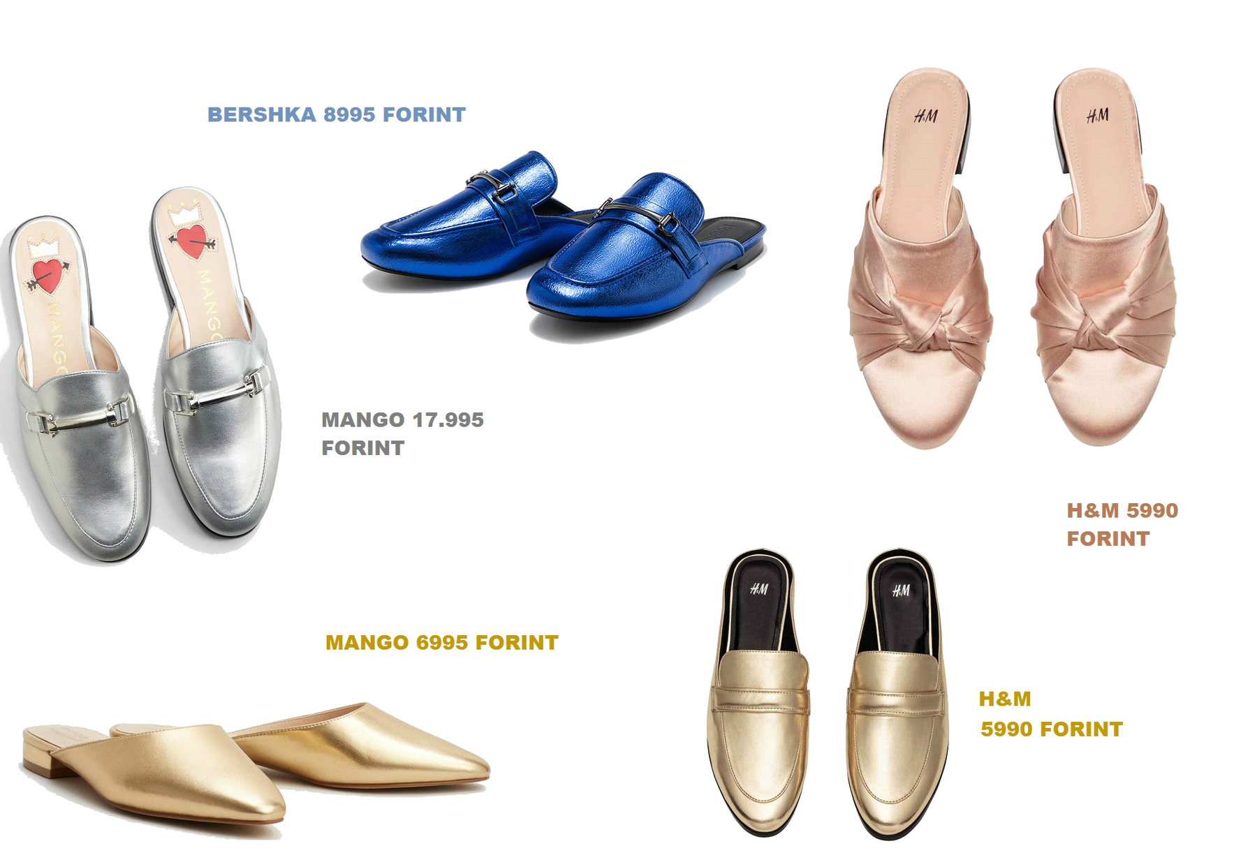 És hogy ne csak a fast fashion verziók álljanak itt, ahnem Alessandro Michele munkája is: Gucci papucscipők 164 és 263 ezer forint közötti áron.