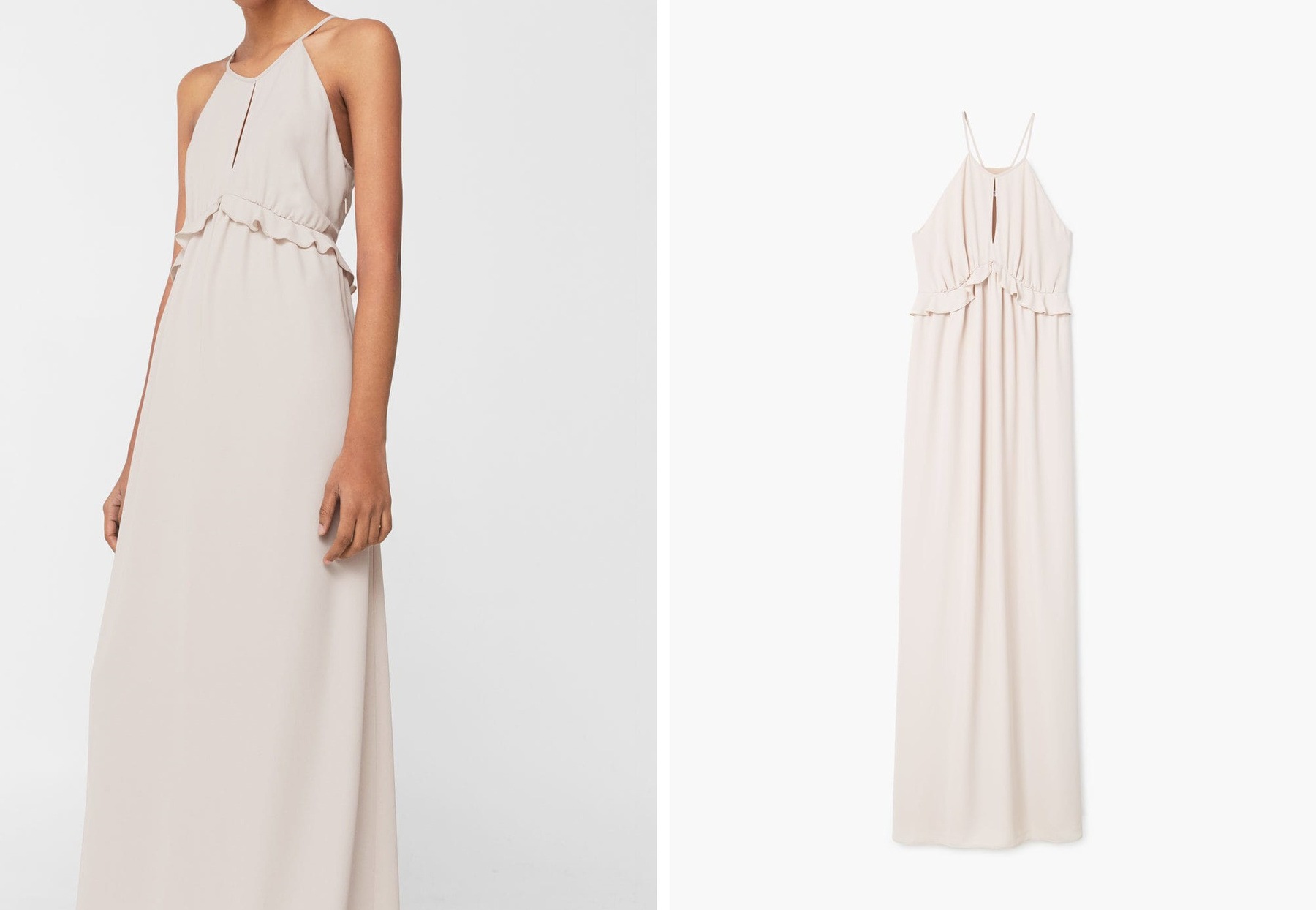 27.995 forintért minimalista törtfehér ruhát kapni a Mangónál.
